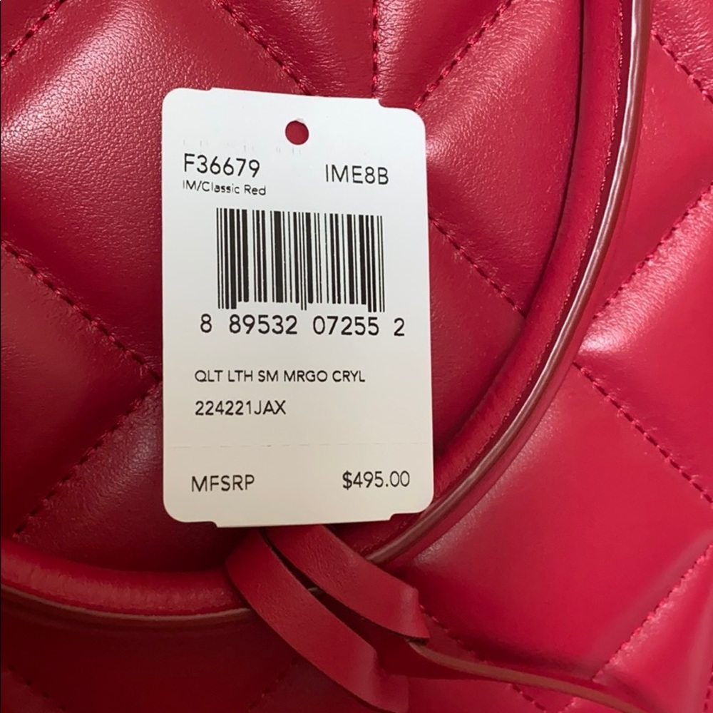 A Coach red leather quilted satchel handbag - Picture 8 of 8